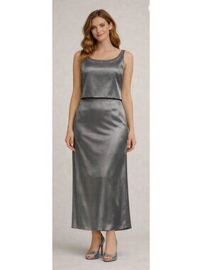 NWT Michealangelo Silver/Gray 2-Piece Sleeveless Formal Dress Autumn Wedding 10